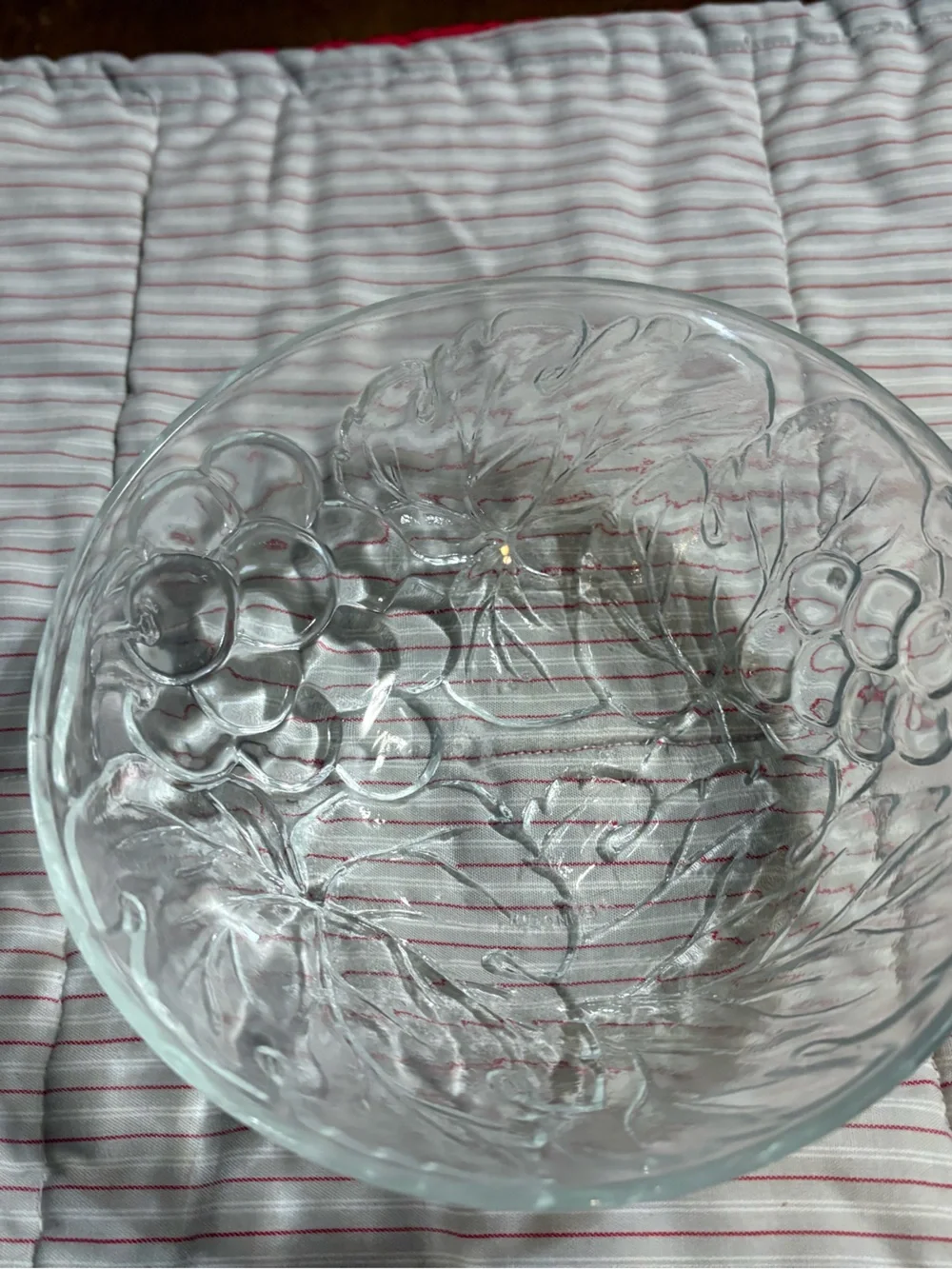 Clear Glass Fruit-Embossed Serving Bowl - Clear